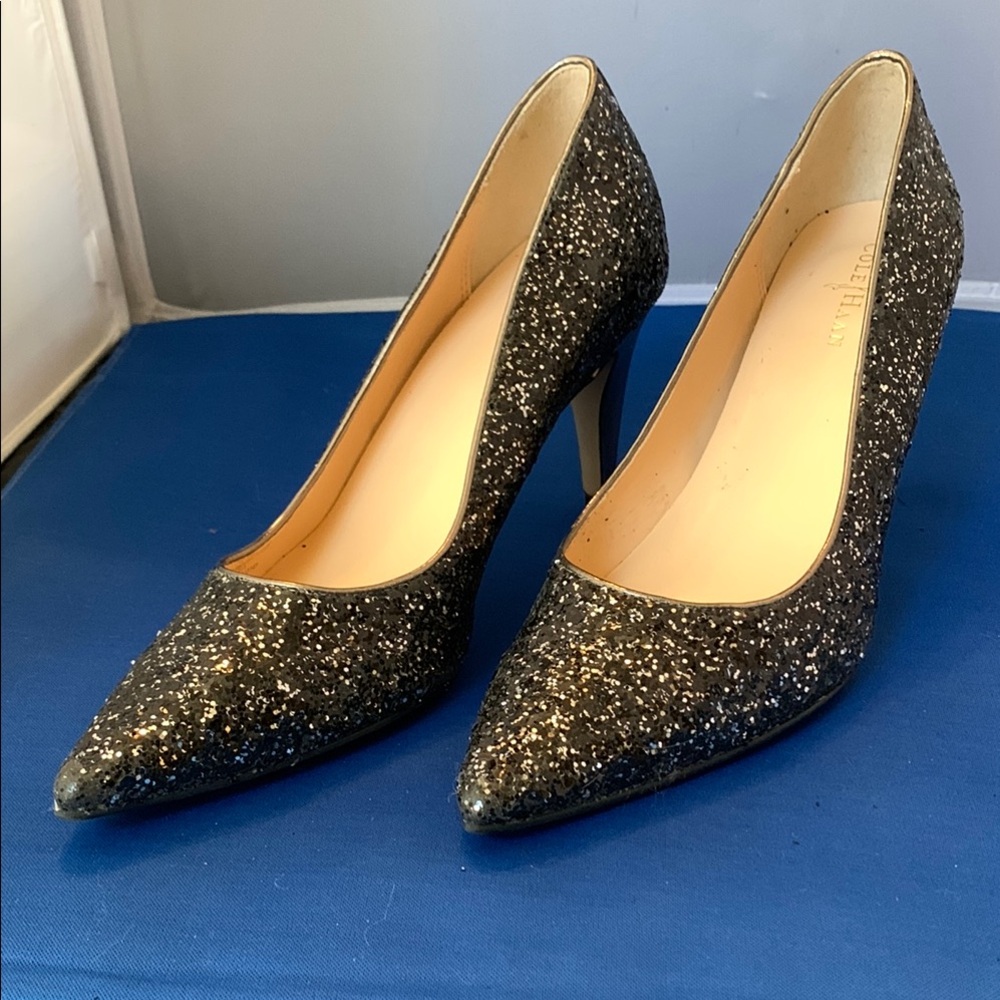 Elegant Black Glitter Heels
